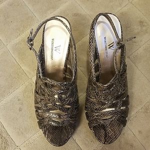 Worthington Brown snake print heels